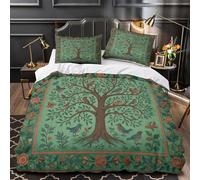 TBZXEEWOE Tree of Life Quilt Cover 3D Design Printed Super Soft 3 Pcs Bedding Set Zipper Botanical Comforter Cover Ultra Soft Hypoallergenic for Kids Adults Women Teens Youth Double（200x200cm）
