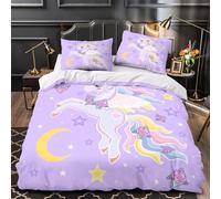 TBZXEEWOE Unicorn with Wings Comforter Cover 3D Design Printed Luxurious 3 Pcs Bedding Set Zipper Duvet Cover Super Soft Machine Washable for Kids Girls Boys Adults Women Teens Double（200x200cm）
