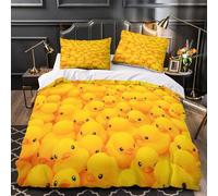 TBZXEEWOE Yellow Rubber Ducks Comforter Cover 3D Design Printed All Season 3 Piece Bedding Set Zipper Duvet Cover Luxury Breathable for Kids Teens Adults Women Youth Teenagers King（220x240cm）