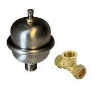 TC 15mm x 1/2" Shock Arrestor Mini Expansion Vessel Anti Water Hammer & 15mm Tee WRAS Approved