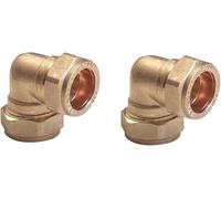TC 22mm Brass 90 Degree Angle Compression Elbow Connector Fitting for Copper Pipe Pack of 2