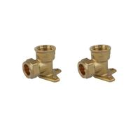 TC Brass Compression Wall Plate Elbow 15mm x 1/2'' Female for Plumbing Fittings & Outside tap - Pair