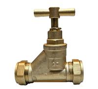 TC Brass Mains Stopcock Valve 20mm MDPE X 20mm MDPE Poly Stop Cock Tap