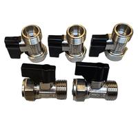 TC Chrome 15mm Lever Isolation Valve Bolofix 15mm x 1/2" Male Iron Flat Faced Slotted Isolating Valve for Flexible Tap Connector Hose Pipes - Pack of 5