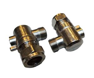 TC Chrome 15mm x 3/8" Angled Flat Faced Isolating Valve Compression 90 Degree Slotted Bolofix Isolation Elbow Valve for Flexible Tap Connector Hose Pipes - Pack of 2 for Grohe and Hansgrohe Taps