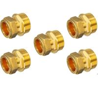 TC Compression 15mm x 3/4" Male Iron Straight Coupling WRAS Approved - Pack of 5