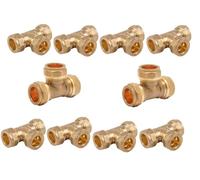 TC Compression Brass Equal Tee 22mm for Copper Pipe Connector WRAS Approved - Pack of 10