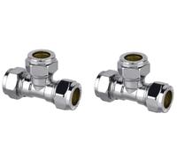 TC Compression Equal Tee 15mm Chrome for Copper Pipe Connector WRAS Approved - Pack of 2