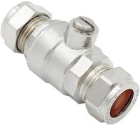 TC Isolating Isolation Valve 15mm Full Flow Large Bore Compression Chrome Plated Slotted