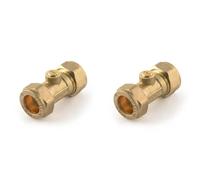 TC Isolation Valves Brass Isolating Valve Slotted 15mm Compression WRAS Approved Pack of 2