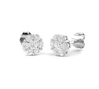 TC LTD Cluster Round Diamond Earrings 0.49Ct G-I Colour | Natural Diamond Flower Style in 9K White Gold | Handmade in UK | Luxury Gift for Her | Certified Fine Jewellery