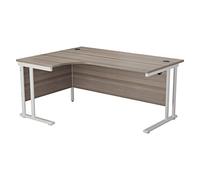 TC Office OHD0011WHGO 160 cm Hippo Heavy Duty Left Corner Crescent Cantilever Desk - Grey Oak