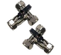 TC Pack of 2 TC Lever Isolating Valve Full Flow 15mm Large Bore Tee Isolation Service Valve Chrome