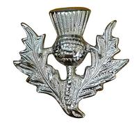 TC Piper Cap Badges Hats, Glengarry & Balmoral Highland Thistle Cap Badges Pin Silver Chrome Finish (Thistle Crest)