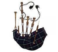 TC Playable Bagpipes - Traditional Highland Bagpipe McKenzie Tartan Cover, Premium Quality - Natural Brown Finish Rosewood