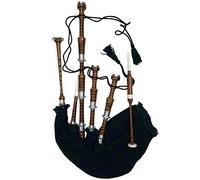 TC Scottish Bagpipe Silver Mounts Black Watch Cover & Cord Natural Finish Rosewood with Tutor Book
