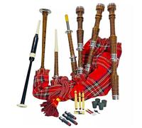 TC Scottish Full Size Bagpipe - Playable Bagpipe With Practice Chanter - Full Silver Mounts Rosewood Made - Free Tutor Book & Bag