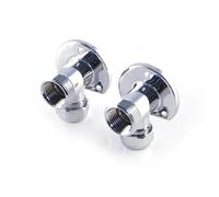 TC Shower Wallplate Elbow 15mm x 3/4'' Pair - Chrome Exposed Wall Plate Shower Fixing for Thermostatic Shower Bars Complete with 15mm Compression Nut and Olive for Chrome Pipe