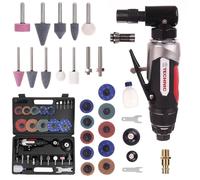 TC TECHNIC - Angle Grinder, Pneumatic Rotary Tool, Air Straight Mini Grinder Set with Accessories - Set of Grinding Stones in Various Shapes - 6 mm and 3 mm, Compressed Air Grinding Tool - 20,000 RPM
