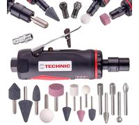 TC TECHNIC - Pneumatic Rotary Grinder - Rotary Tool - Air Straight Grinder Set with Accessories - Shank Sizes 15×6 mm and 3 mm, Compressed Air Grinding Tool - 25,000 RPM