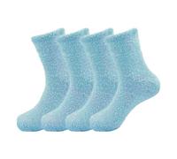 TC The Cheers Snuggle Socks - Extremely Cozy Terry Fluffy Winter Socks (4 Pairs - Light Blue)
