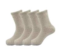 TC The Cheers Snuggle Socks - Extremely Cozy Terry Fluffy Winter Socks (4 Pairs - Light Grey)