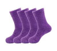 TC The Cheers Snuggle Socks - Extremely Cozy Terry Fluffy Winter Socks (4 Pairs - Purple)