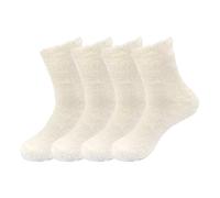 TC The Cheers Snuggle Socks - Extremely Cozy Terry Fluffy Winter Socks (4 Pairs - White)