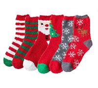 TC The Cheers Snuggle Socks - Extremely Cozy Terry Fluffy Winter Socks (6 Pairs - Christmas)
