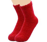 TC The Cheers Snuggle Socks - Extremely Cozy Terry Fluffy Winter Socks (Red)