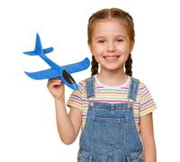 TC Toys - 23cm Flying Foam Glider Plane - High-Performance Foam Aeroplane Toy for Kids - Easy Assembly Stunt Glider for Outdoor Garden Play - Available in 3 Vibrant Assorted Colours (Blue)