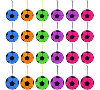 TC Toys - 24 Pack Neon Inflatable Footballs with Spiral Keychain Hooks - 23cm Heavy Duty PVC Rainbow Football Bulk Set for Kids Party Fillers, School Playground Games, Beach, Garden PTA Fundraising