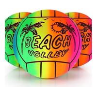 TC Toys - 3 Pack Rainbow Inflatable Volleyballs - 23cm Lightweight PVC Beach Balls - Soft Play Kids Summer Toys for Garden, Pool & Beach - Bright Multi-Coloured Party Bag Fillers & Holiday Essentials
