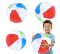 TC Toys - 4 Pack Inflatable Beach Balls - 50cm Large Traditional Multi-Coloured Pool Balls - Bulk Set for Summer Holidays, Beach Games, Swimming Pool Parties & Garden Fun