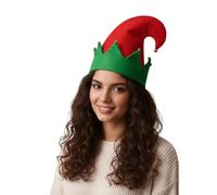 TC Toys - Adult Elf Hat with Jingle Bells - Classic Red and Green Christmas Costume Accessory for Parties, Fun and Festive Wear