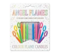 TC TOYS - Angel Flames Colour Flame Birthday Candles - 12 Pack Neon Multicoloured Cake Candles with Holders - Magical Coloured Flames for Kids Parties, Cake Toppers, Anniversary & Surprise Celebration