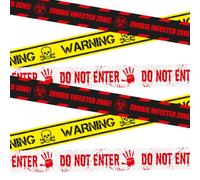 TC Toys Halloween Warning Tape 3-Pack | Zombie, Do Not Enter, Warning Designs | Durable Barrier Tape for Haunted House, Party, Yard Decor | 3m x 7cm each design