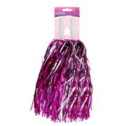 TC Toys - Pair of Pink & Silver Foil Cheerleader Pom Poms - 30g Metallic Hand Shakers with Baton Handle for Dance Squads, Fancy Dress Accessories, Hen Parties & Sports Days