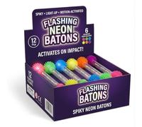 TC Toys - Sensory Light Up Spiky Ball on a Stick - 12 Pack Neon Flashing Wand Toys for Kids - Tactile Fidget Bulk Set for ADHD, Autism & Party Bags - Fun Birthday Favours & Classroom Rewards