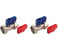 TC Washing Machine Valves & Dishwasher Hot and Cold Straight Tap Valve 15mm x 3/4" Chrome WRAS Approved Pair