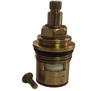TC21 Bath Cartridge Replacement Tap Valves Compatible with Bristan, Deva, Mondella, Wickes, 3/4 Turn, 8mm x 24 Spline, 56mm Length, Ceramic Disc, Hot and Cold (1 Red)