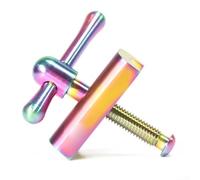 TC4 C Buckle Foldable Handlebar Bolt for Brompton Folding Bike, CNC Machined with Anti-Loosening Screw, 64mm Length (Silver)(Colorful)