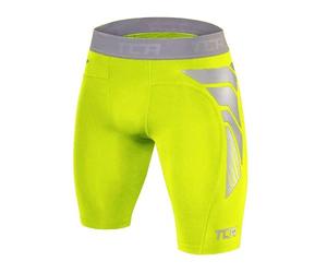 TCA Boys' CarbonForce Pro Compression Base Layer Shorts - Youth Thermal Under Gear for Sports, Football, PE & Training - Lime Punch, 8-10 Years