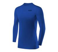 TCA Boys' HyperFusion Compression Base Layer Top Long Sleeve Under Shirt - Crew Neck - Dazzling Blue, 8-10 Years