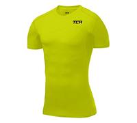 TCA Boys' HyperFusion Compression Base Layer Top Short Sleeve Under Shirt - Lime Punch, 6-8 Years