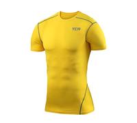 TCA Boys' Pro Performance Compression Base Layer Short Sleeve Thermal Top - Sonic Yellow, 12-14 Years