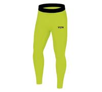 TCA Boys' SuperThermal Compression Base Layer Football Running Leggings Tights - Lime Punch, 10-12 Years