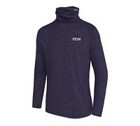 TCA Boys' Warm Up Long Sleeve Training Workout Funnel Neck Thermal Running Top with Thumbholes - Night Sky Marl,6-8 Years