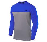 TCA Element Mens Athletic Sports Shirt - Lightweight Breathable Long Sleeve Gym & Running Top - Grey/Blue, S