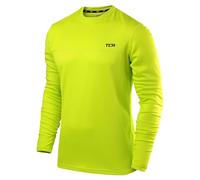 TCA Element Mens Athletic Sports Shirt - Lightweight Breathable Long Sleeve Gym & Running Top - Lime Punch, M